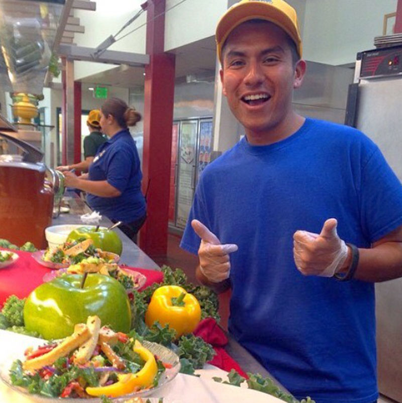 UCSC student in dining hall.